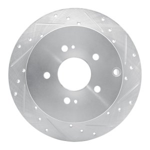 Mitsubishi Grandis Brake Rotor (1) - Rear Right - R1 Concepts - Drilled & Slotted - Silver - `04-`11